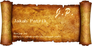 Jakab Patrik névjegykártya